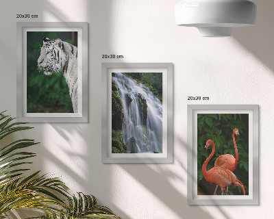 Gallery wall Tijgerwaterval en roze flamingo's in de natuur