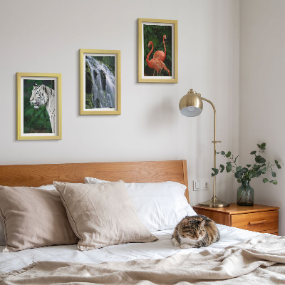 Gallery wall Tijgerwaterval en roze flamingo's in de natuur