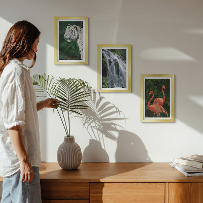 Gallery wall Tijgerwaterval en roze flamingo's in de natuur