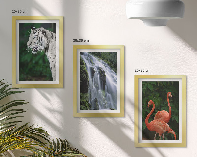 Gallery wall Tijgerwaterval en roze flamingo's in de natuur