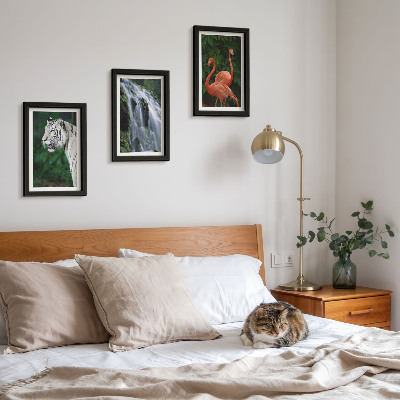 Gallery wall Tijgerwaterval en roze flamingo's in de natuur