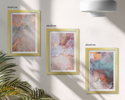 Set van ingelijste schilderijen Abstracte patronen in pastelkleuren met accenten.