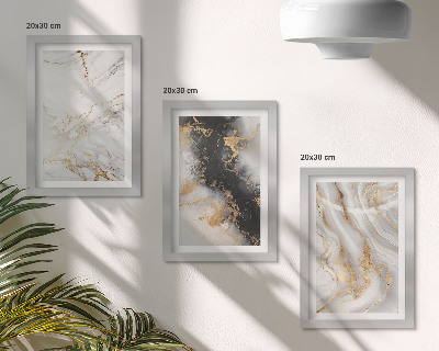 Set van ingelijste schilderijen Abstracte patronen in wit- en zwarttinten.