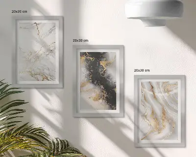 Set van ingelijste schilderijen met abstracte patronen in wit- en zwarttinten