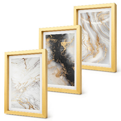 Set van ingelijste schilderijen Abstracte patronen in wit- en zwarttinten.