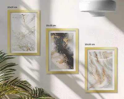 Set van ingelijste schilderijen met abstracte patronen in wit- en zwarttinten