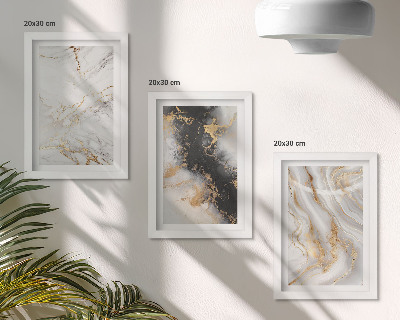 Set van ingelijste schilderijen Abstracte patronen in wit- en zwarttinten.