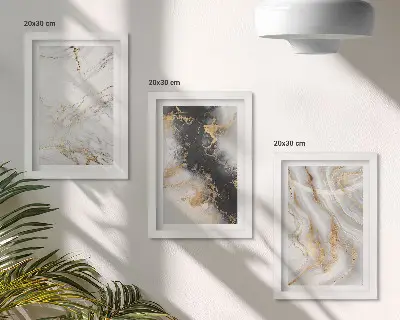 Set van ingelijste schilderijen met abstracte patronen in wit- en zwarttinten