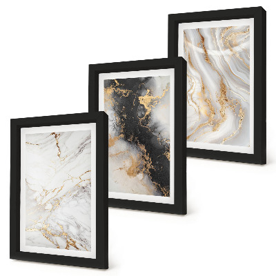 Set van ingelijste schilderijen Abstracte patronen in wit- en zwarttinten.