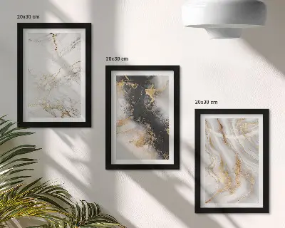 Set van ingelijste schilderijen met abstracte patronen in wit- en zwarttinten