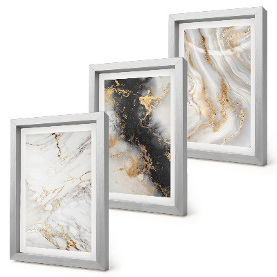 Set van ingelijste schilderijen Abstracte patronen in wit- en zwarttinten.