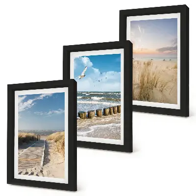 Gallery wall strand met zand, golven, lucht en vogels