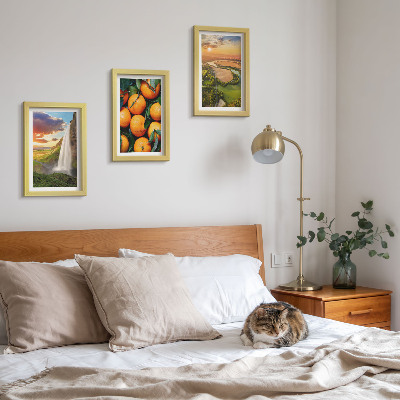 Gallery wall Waterval, berg, sinaasappels, Italiaans landschap met zonsondergang