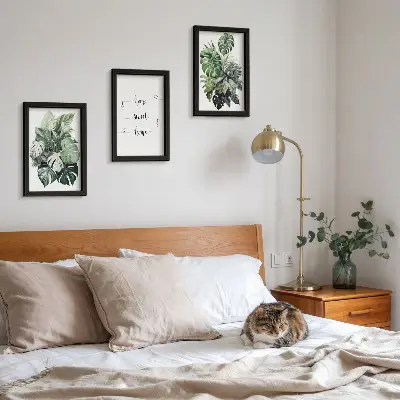Set van ingelijste schilderijen met aquarel van monstera-bladeren