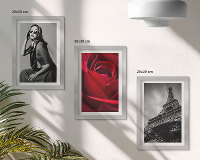 Set van ingelijste schilderijen Parijse vrouw met roze bril en de Eiffeltoren
