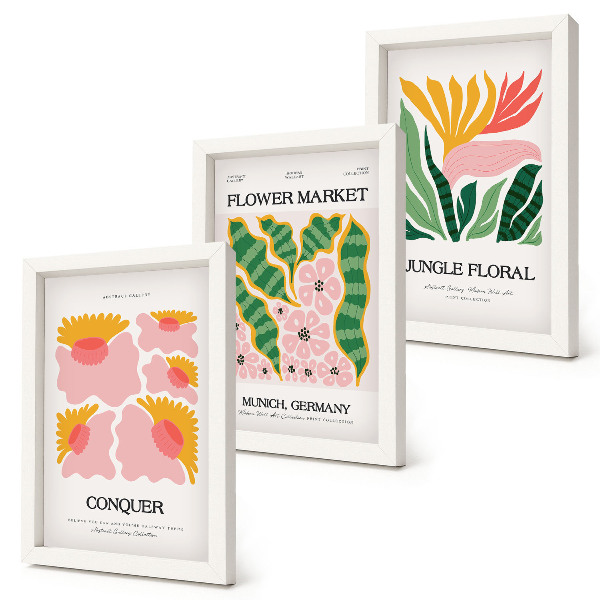 Gallery wall Posters met bloemen en bladeren in een moderne stijl