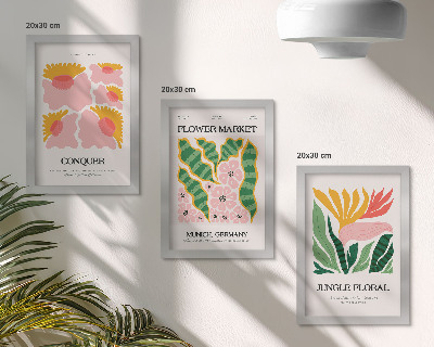 Gallery wall Posters met bloemen en bladeren in een moderne stijl