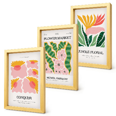 Gallery wall Posters met bloemen en bladeren in een moderne stijl