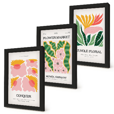 Gallery wall Posters met bloemen en bladeren in een moderne stijl