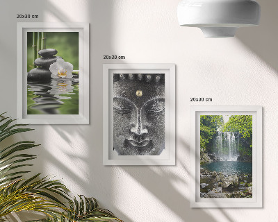 Gallery wall Harmonie van de natuur met stenen, water en Boeddha