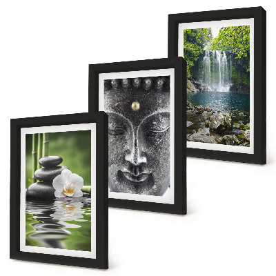 Gallery wall Harmonie van de natuur met stenen, water en Boeddha