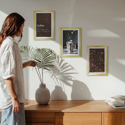 Gallery wall Definitie van een drankje met slagroom van koffiebonen