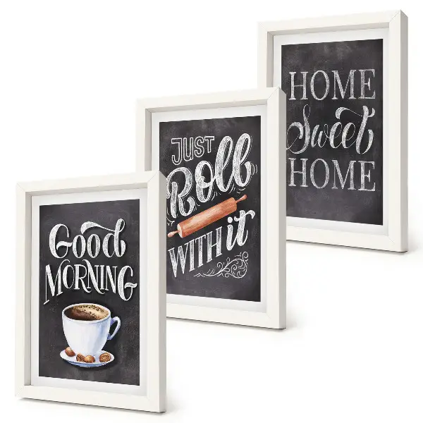Gallerijmuur decoratie voor in de keuken met schoolbordteksten