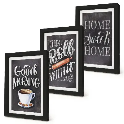Gallerijmuur decoratie voor in de keuken met schoolbordteksten