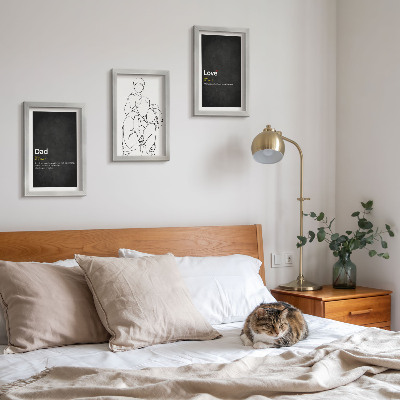 Gallery wall Familielijnkunst met definities van liefde en vaderschap.
