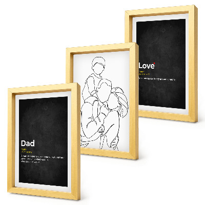 Gallery wall Familielijnkunst met definities van liefde en vaderschap.