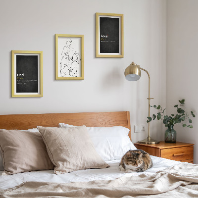 Gallery wall Familielijnkunst met definities van liefde en vaderschap.