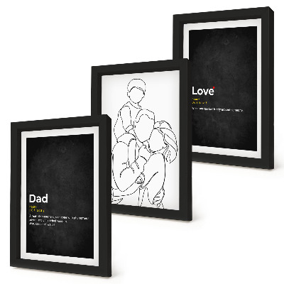Gallery wall Familielijnkunst met definities van liefde en vaderschap.