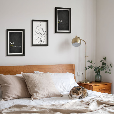 Gallery wall Familielijnkunst met definities van liefde en vaderschap.