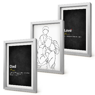 Gallery wall Familielijnkunst met definities van liefde en vaderschap.