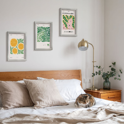 Gallery wall Posters met fruit- en plantmotieven in pastelkleuren
