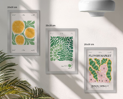 Gallery wall Posters met fruit- en plantmotieven in pastelkleuren
