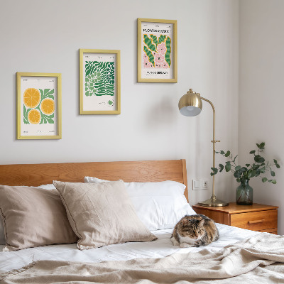 Gallery wall Posters met fruit- en plantmotieven in pastelkleuren