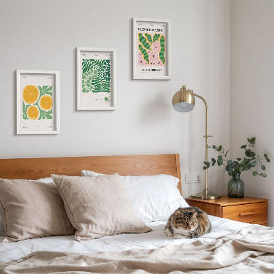 Gallery wall Posters met fruit- en plantmotieven in pastelkleuren