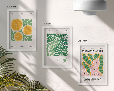 Gallery wall Posters met fruit- en plantmotieven in pastelkleuren