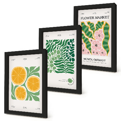 Gallery wall Posters met fruit- en plantmotieven in pastelkleuren