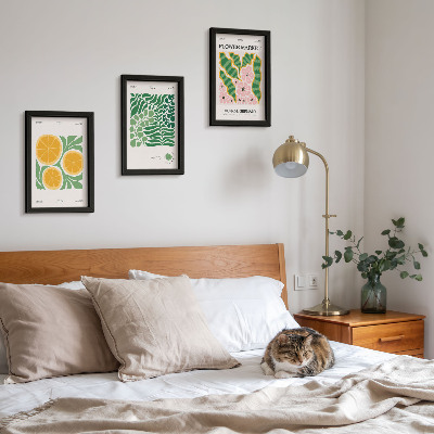 Gallery wall Posters met fruit- en plantmotieven in pastelkleuren