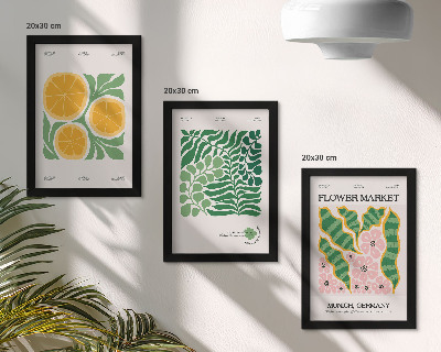 Gallery wall Posters met fruit- en plantmotieven in pastelkleuren