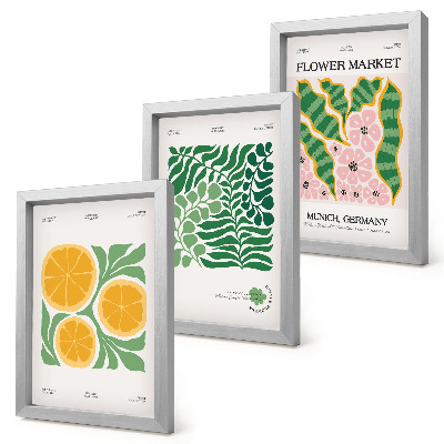 Gallery wall Posters met fruit- en plantmotieven in pastelkleuren
