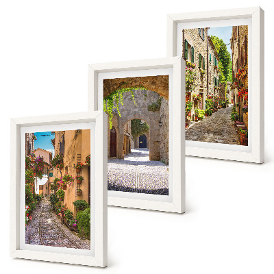Gallery wall Italiaanse straten met bloemen en landschapsarchitectuur