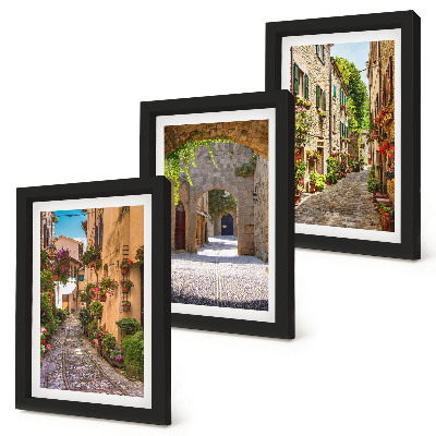 Gallery wall Italiaanse straten met bloemen en landschapsarchitectuur