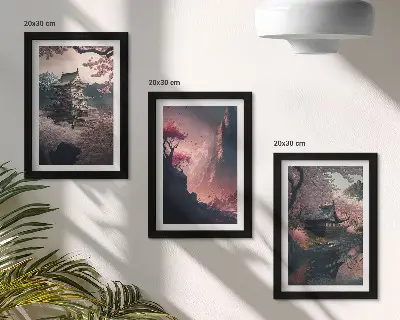 Gallery wall met fantasielandschappen van Japanse berggebieden