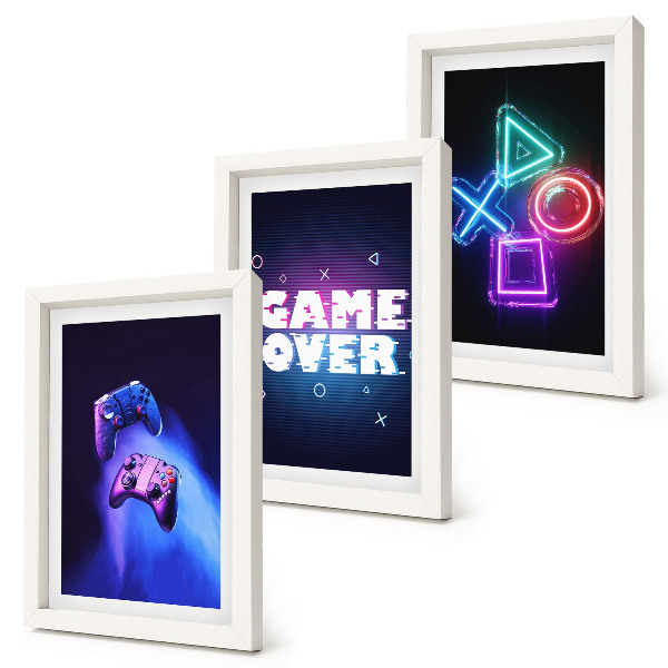 Gallery wall Gamepads met Game Over-pictogrammen