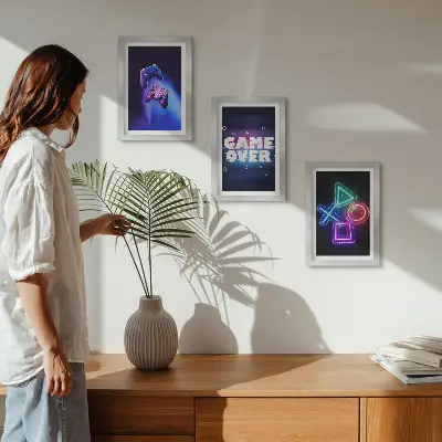 Gallery wall met game over-pictogrammen