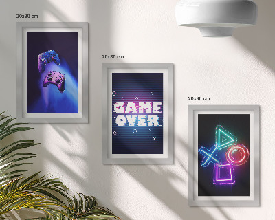 Gallery wall Gamepads met Game Over-pictogrammen