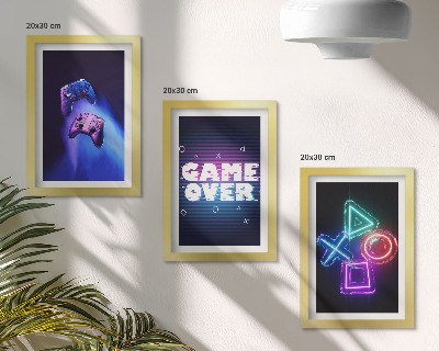 Gallery wall Gamepads met Game Over-pictogrammen
